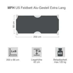 US Feldbett Alu-Gestell Extra Lang -Outdoor-Ausrüstungsgeschäft m3195 101 1